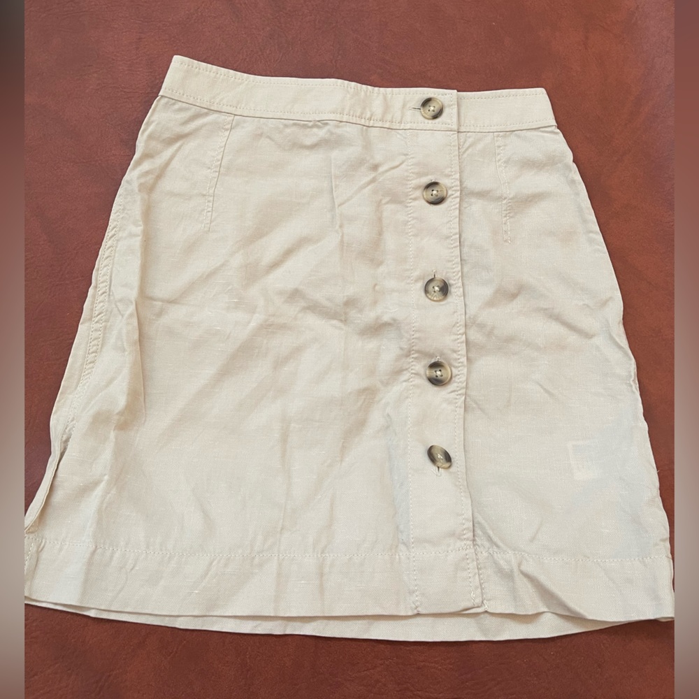 & Other Stories Mini Beige Asymmetrical Button Skirt